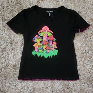 Current Mood Dolls‎ Kill Multi Mushroom Mind Trip Graphic Baby Tee Size Small